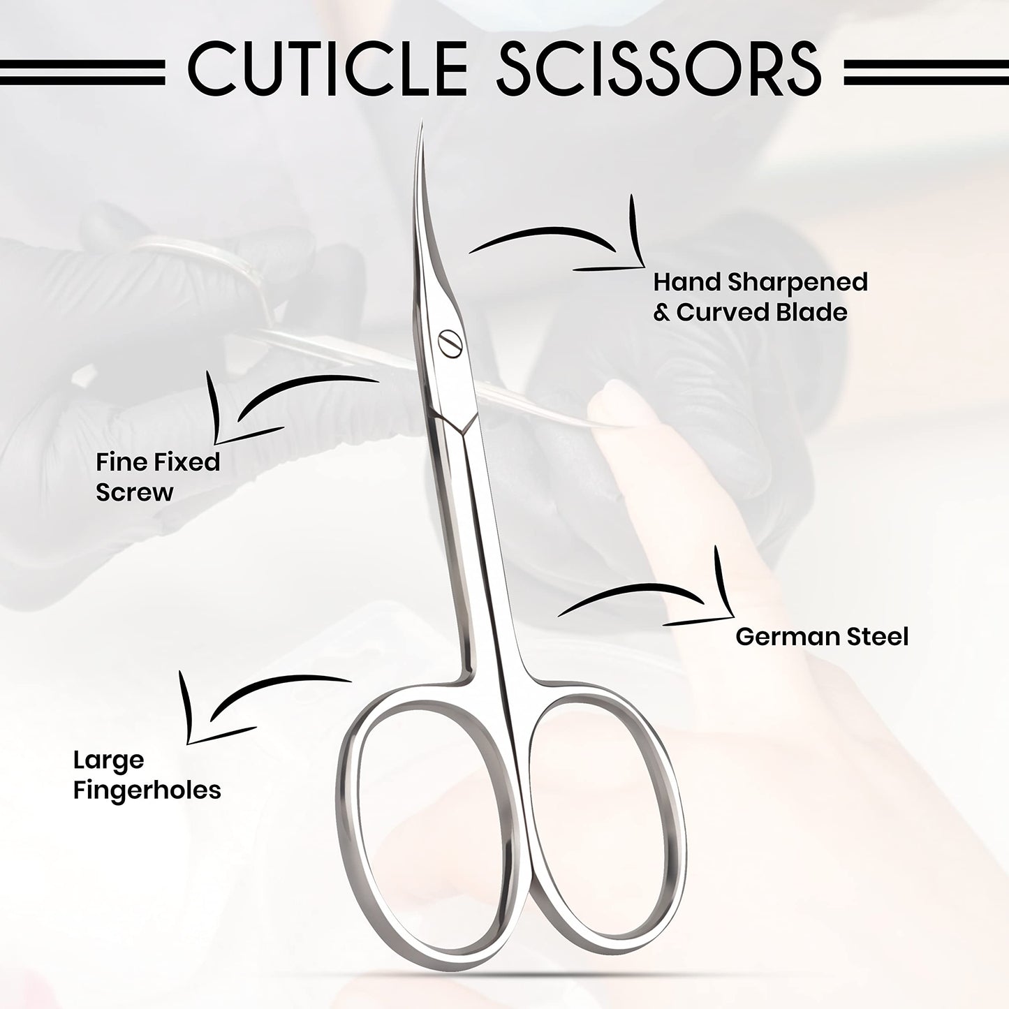 Compact travel ready packaging of ASIPRO premium cuticle scissors for men and women
