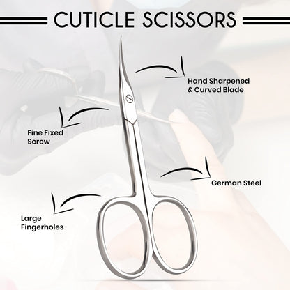 Compact travel ready packaging of ASIPRO premium cuticle scissors for men and women