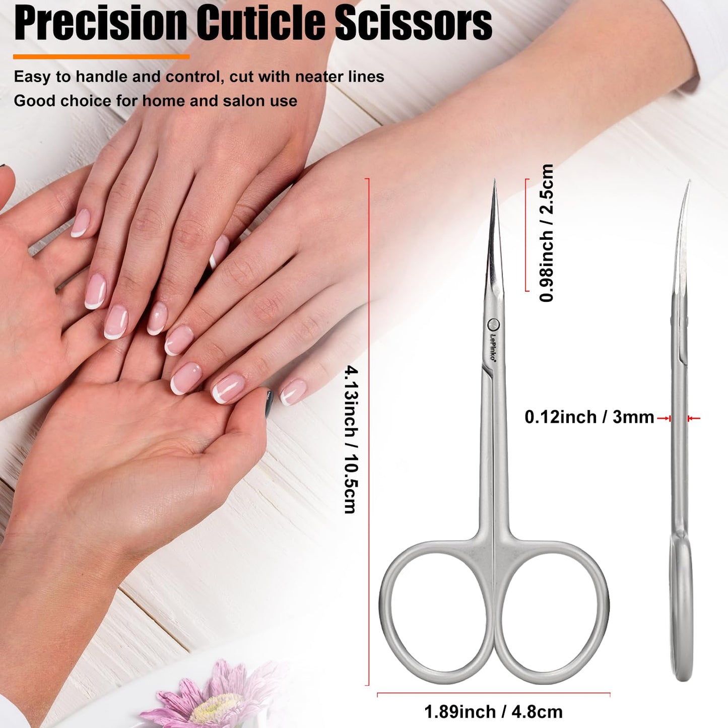 LePinko luxury personal care scissors packaging and product breakdown.