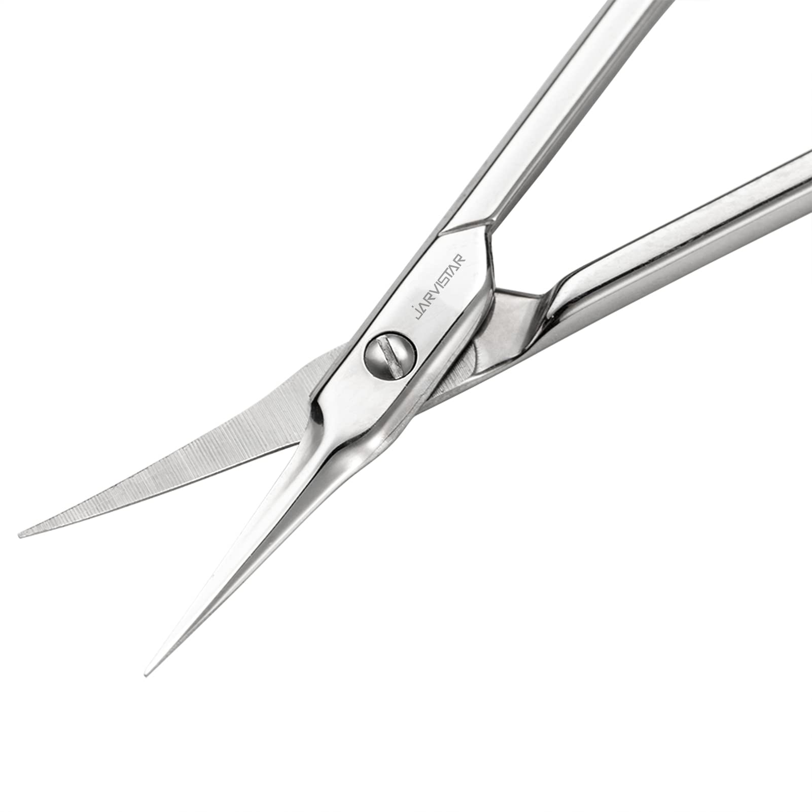 JARVISTAR premium grooming scissors being used to shape eyebrows precisely.