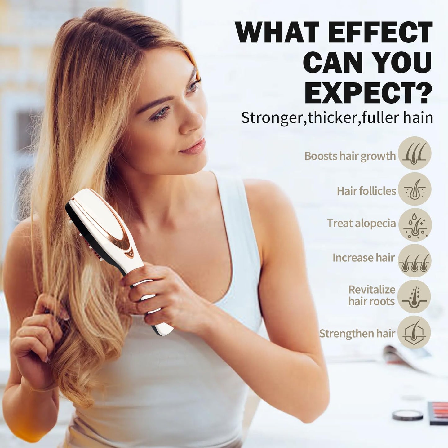 Tkcsoi hair massage brush showing soft rubber bristles