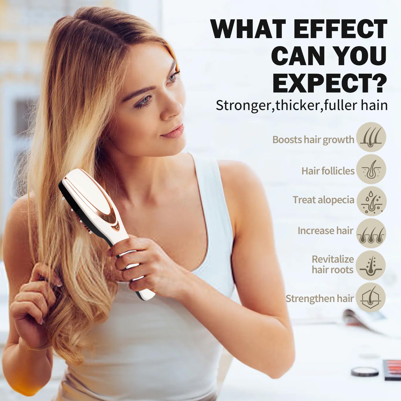 Tkcsoi hair massage brush showing soft rubber bristles
