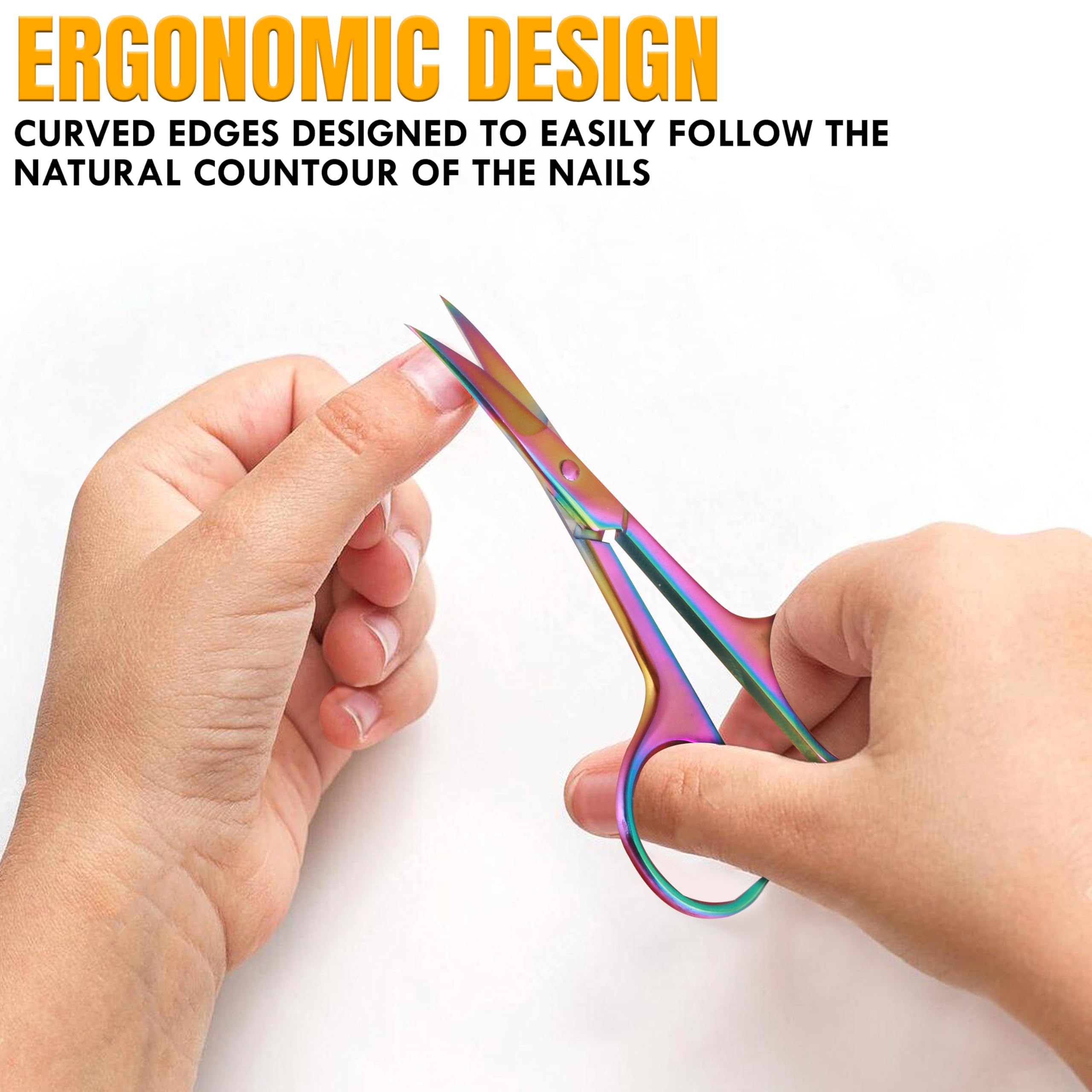 Side angle view of the Boujee Trends facial hair grooming scissors highlighting the sleek hand polished design.