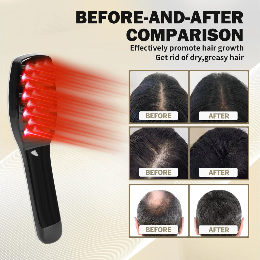 Packaging and included accessories for the electric scalp massager and laser comb