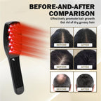 Packaging and included accessories for the electric scalp massager and laser comb