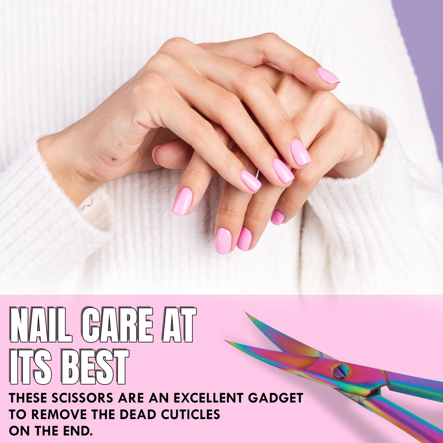 Macro view of the finely honed tips on the Boujee Trends multipurpose small beauty scissors.