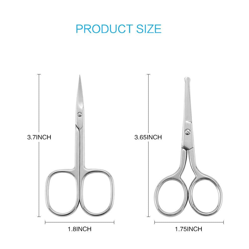LIVINGO rounded tip safety scissors demonstrating safe design for ear and nose hair grooming.
