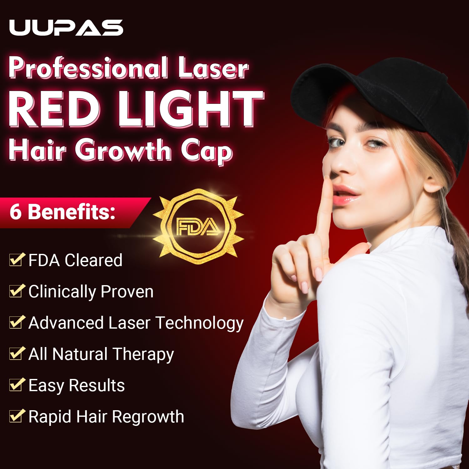 Uupas red light therapy cap showing inner laser diodes