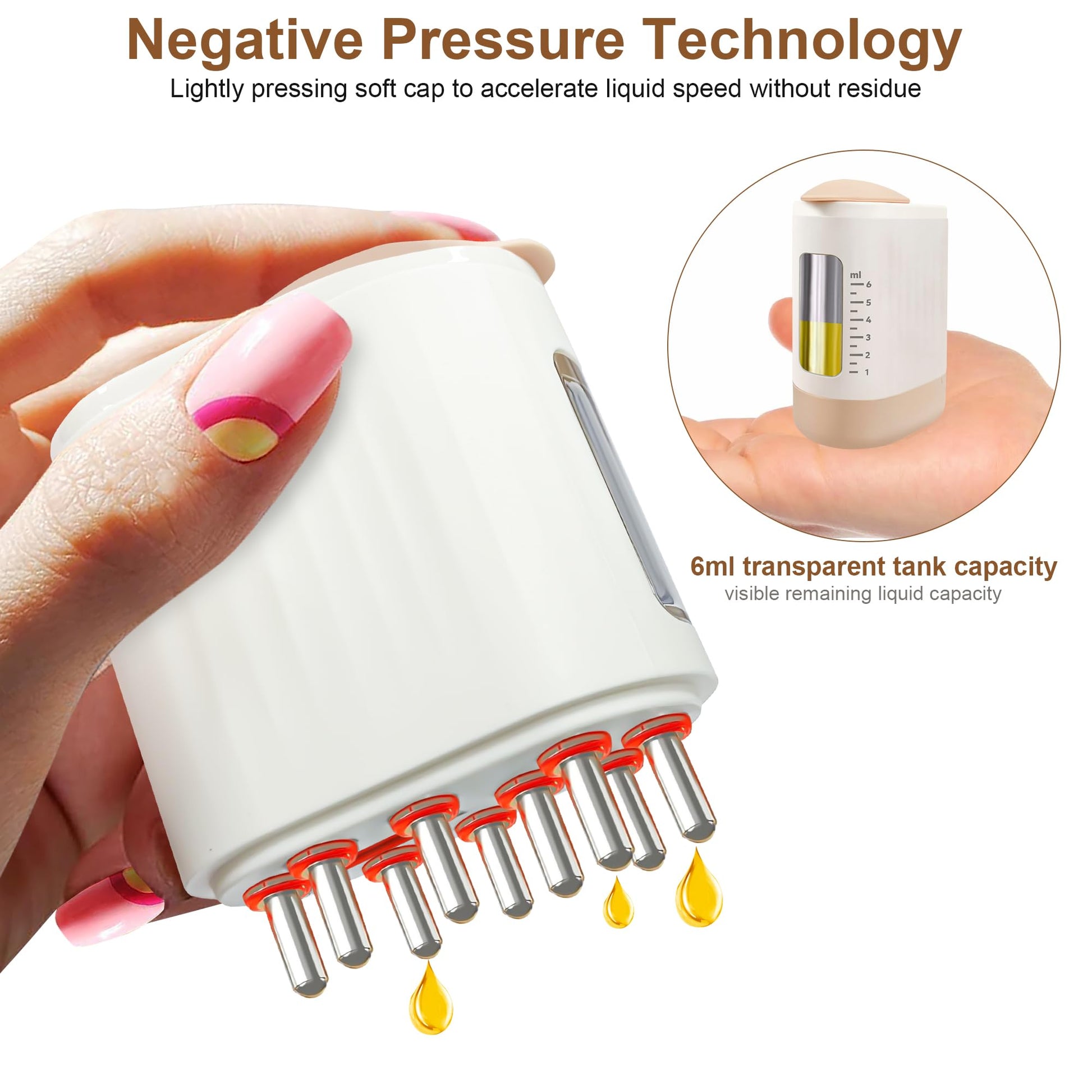 Side view of Perllent electric hair oil dispenser