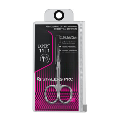 Close up view of the manually sharpened narrow blades on Staleks Pro Expert 11 scissors.