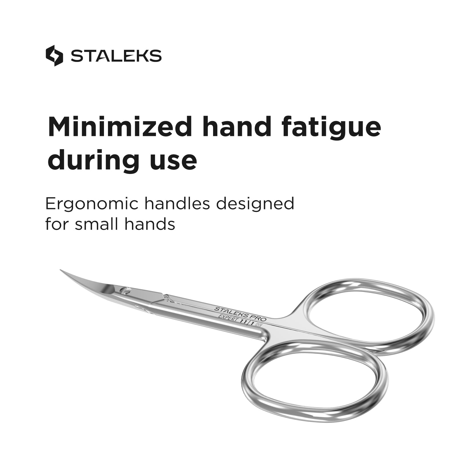 Polished back face of the blade on Staleks Pro Expert 11 cuticle scissors.