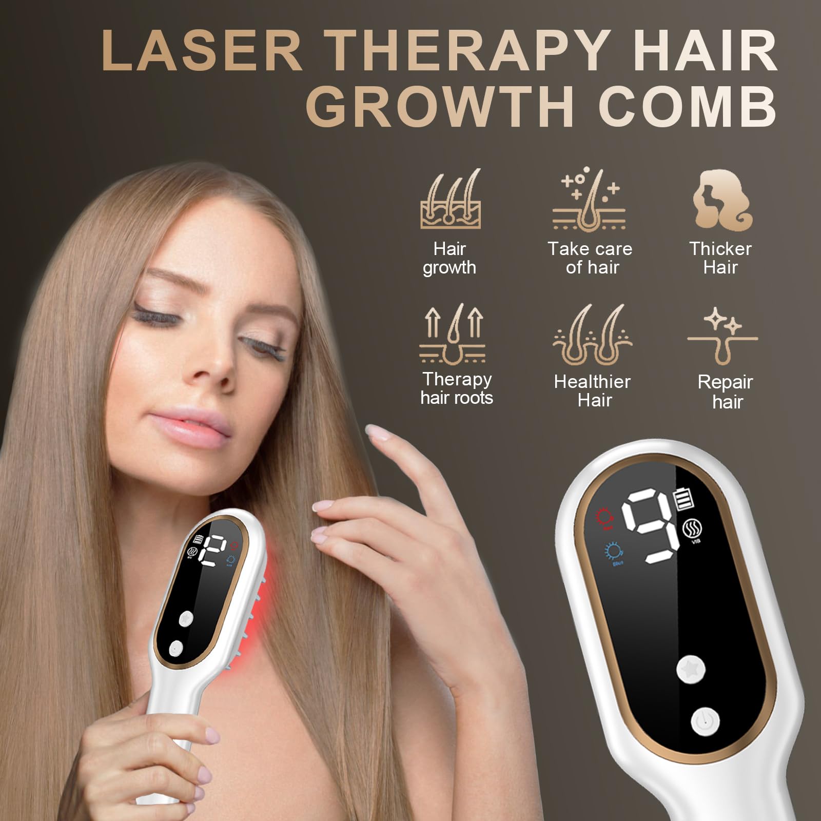 Apbier hair growth device showing red light therapy teeth