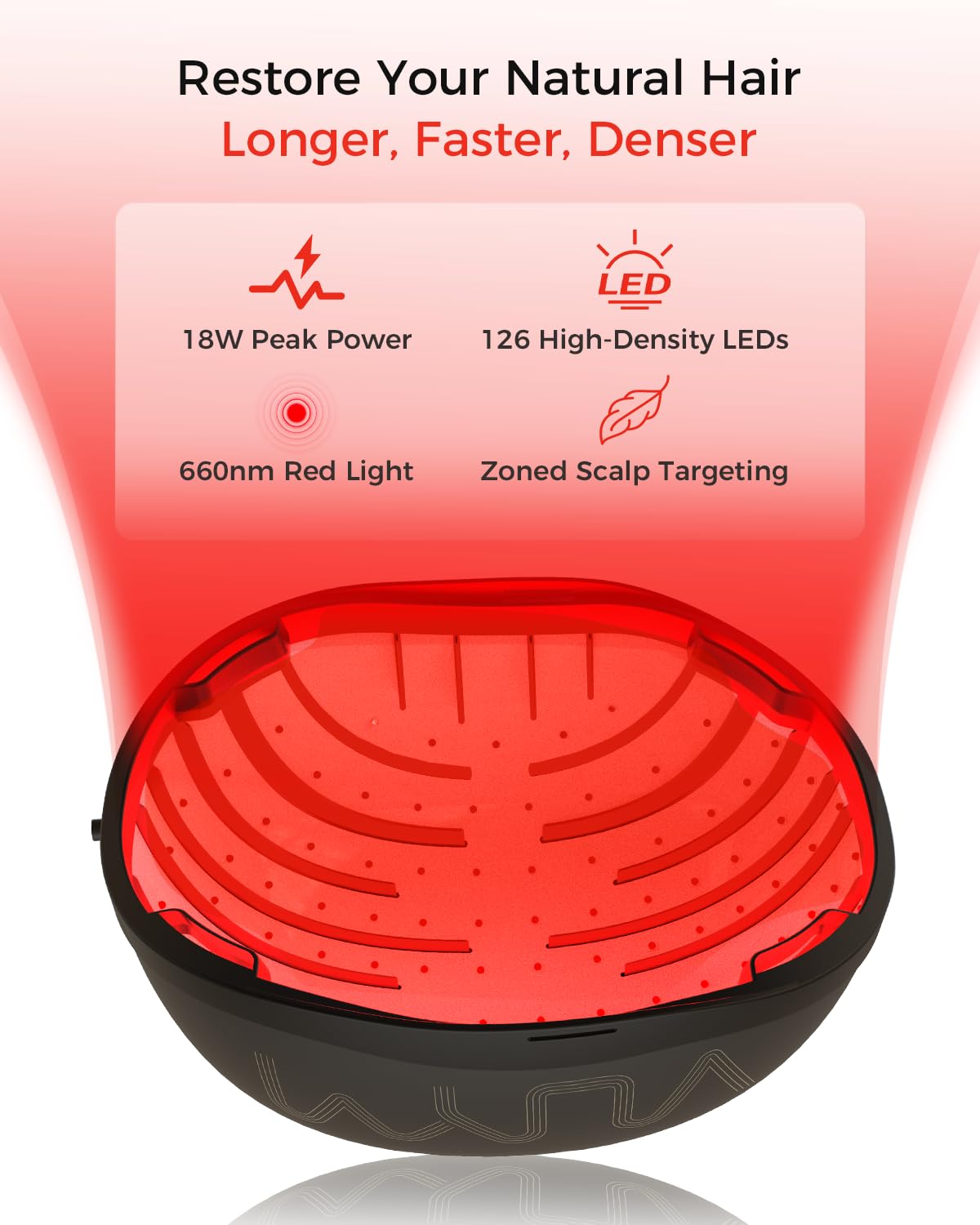 Side profile of V VYM By Clinmate hair regrowth laser cap