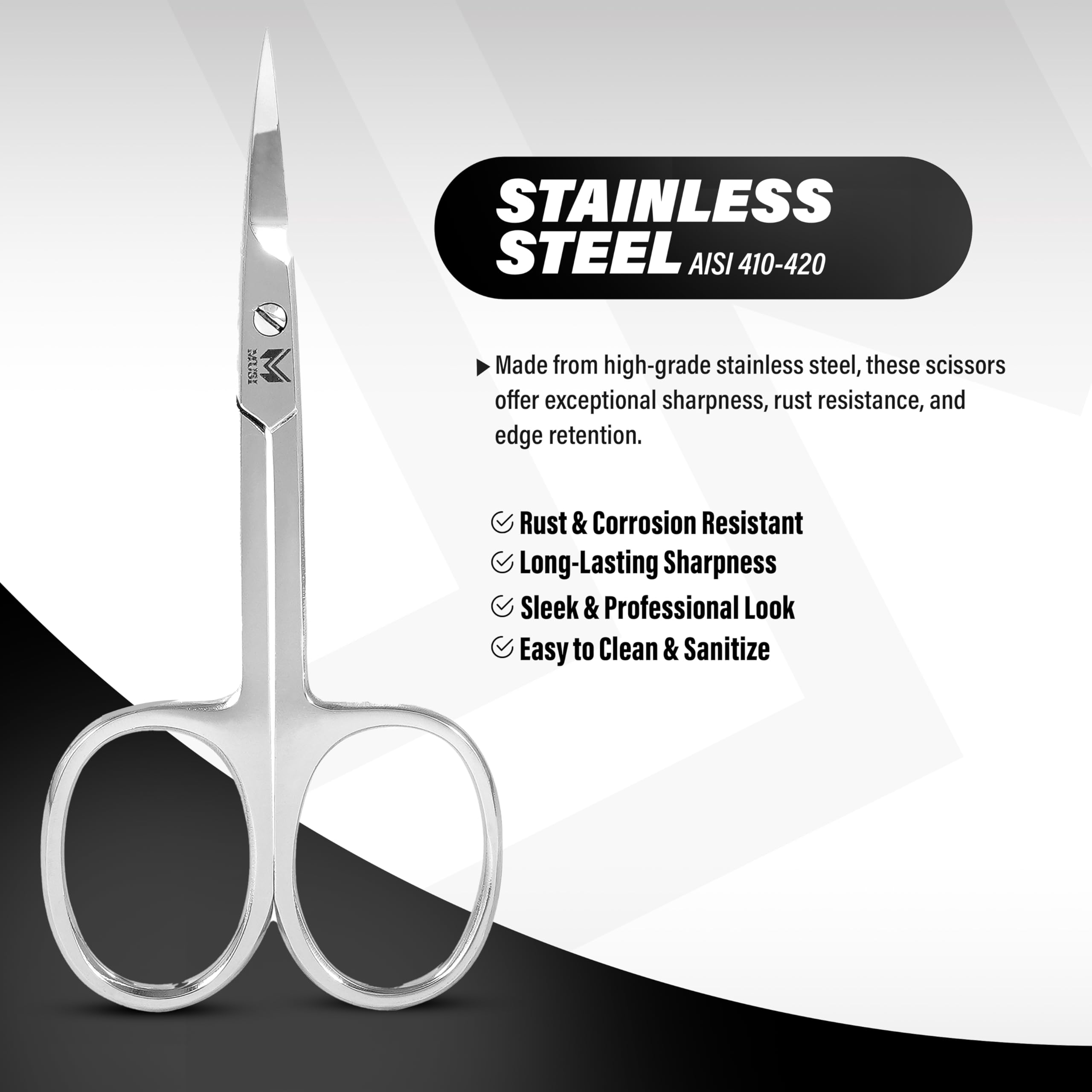 MUSI 3.5 inch stainless steel manicure scissors in black leather pouch