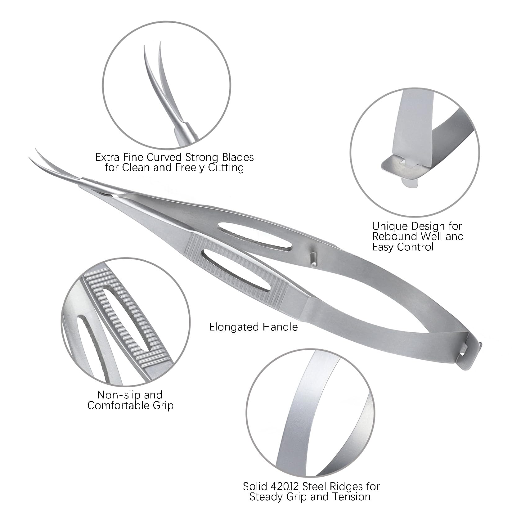 XGIZMOO stainless steel cuticle clipper showing the automatic open handle mechanism