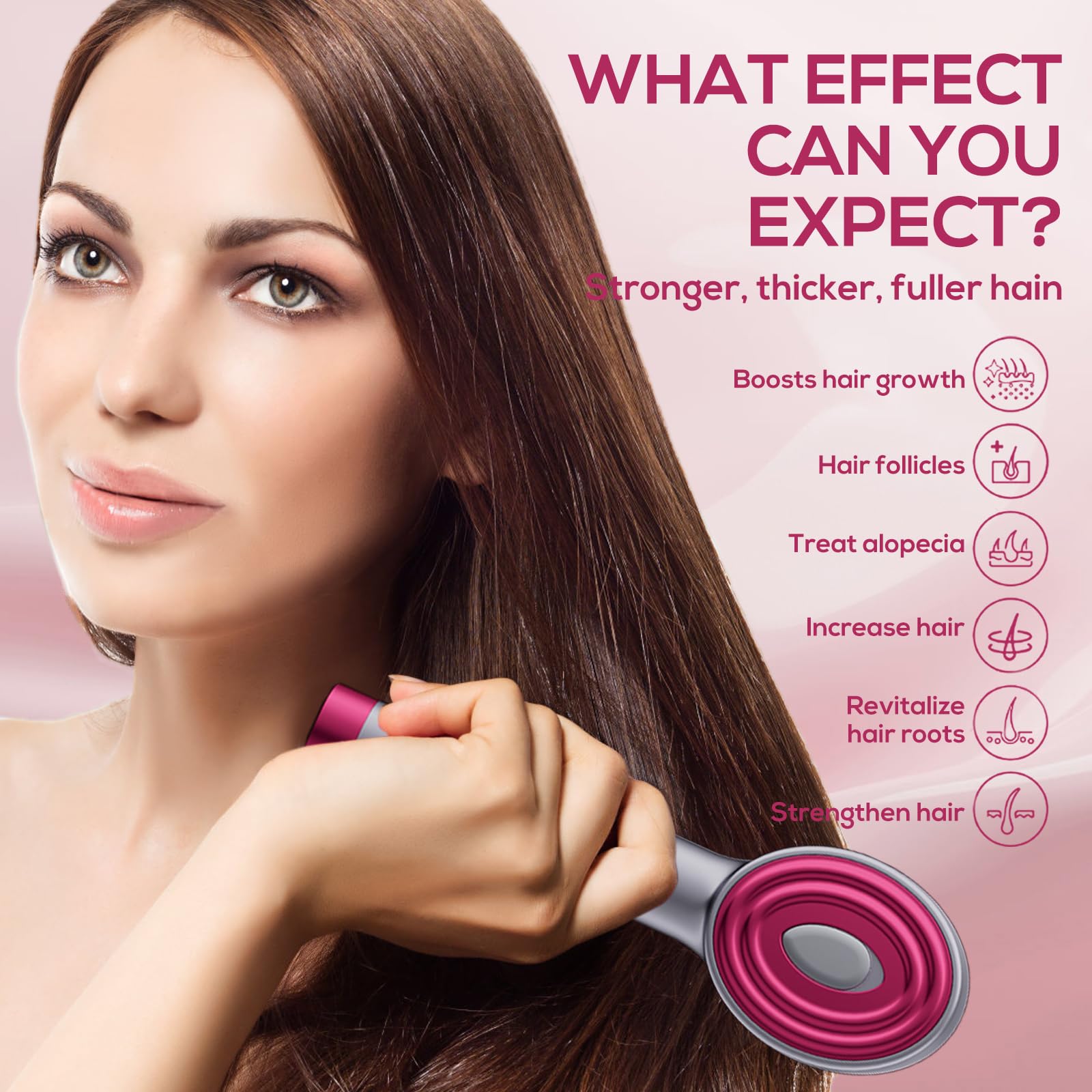Winter Plum laser therapy comb showing silicone massage bristles