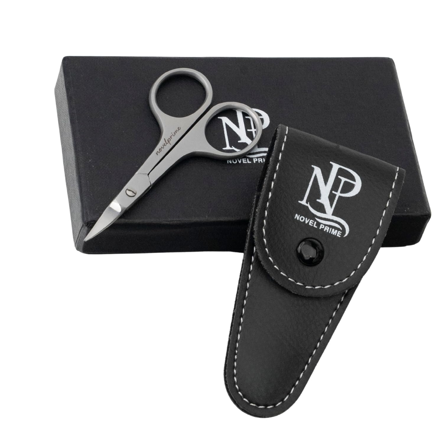 LIVINGO professional manicure scissors angled view highlighting the extra fine pointed tips for detailed cuticle care.