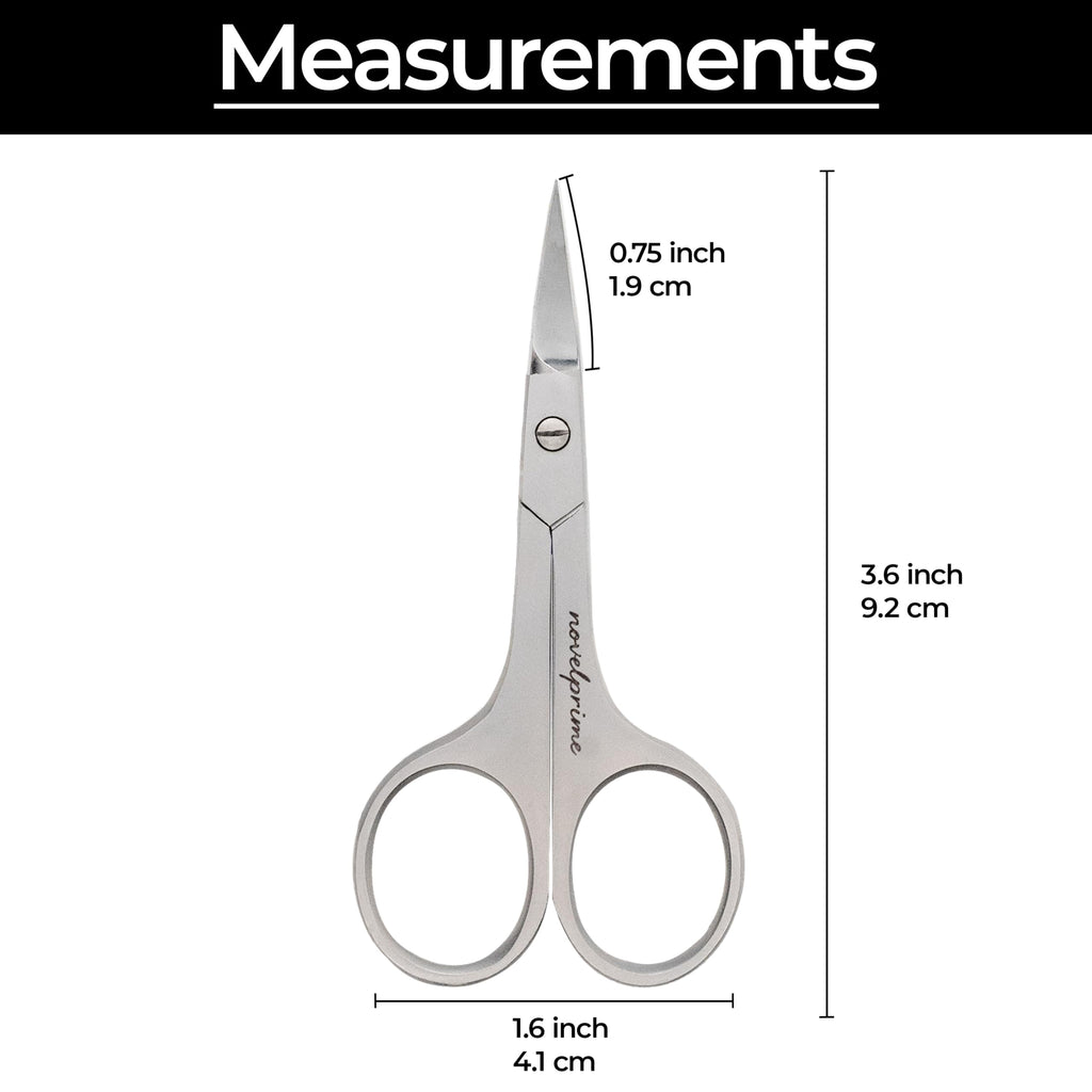LIVINGO curved trimming scissors showing the polished silver finish and ergonomic finger loops for ambidextrous use.