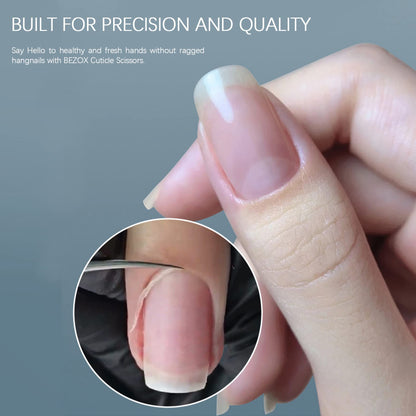 The packaging and full profile of the one piece BEZOX professional cuticle grooming tool.