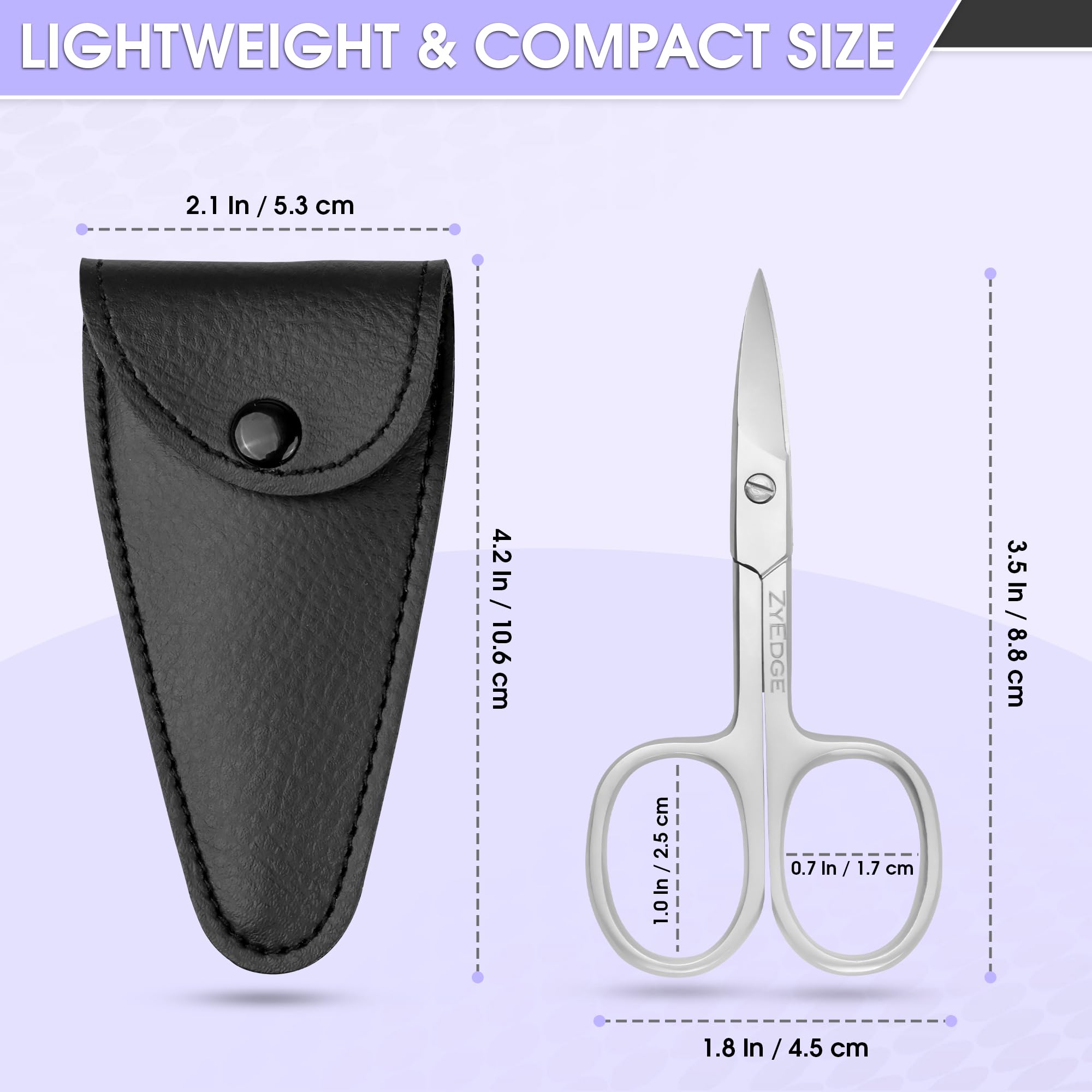 EM Beauty multipurpose grooming scissors being used for accurate eyebrow and mustache trimming.