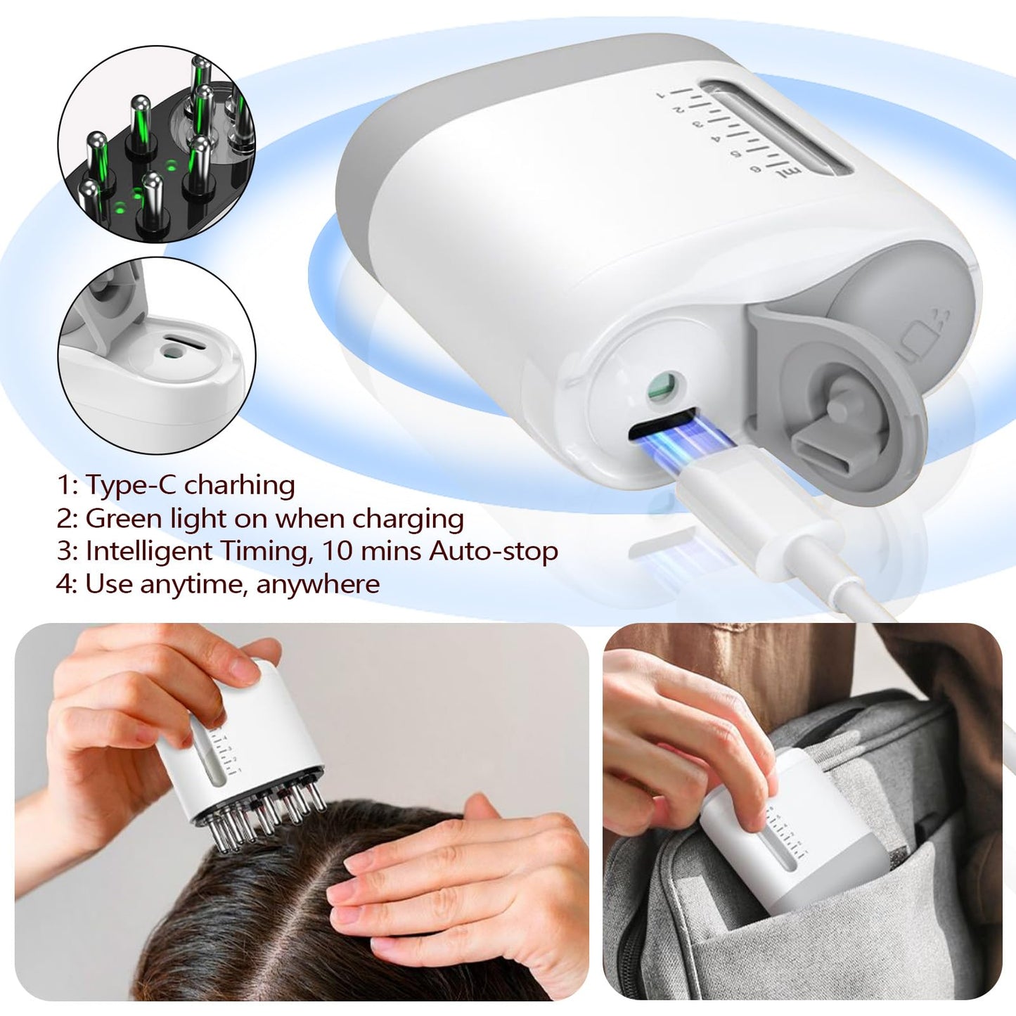 Pawfan hair oiling tool with massager modes display