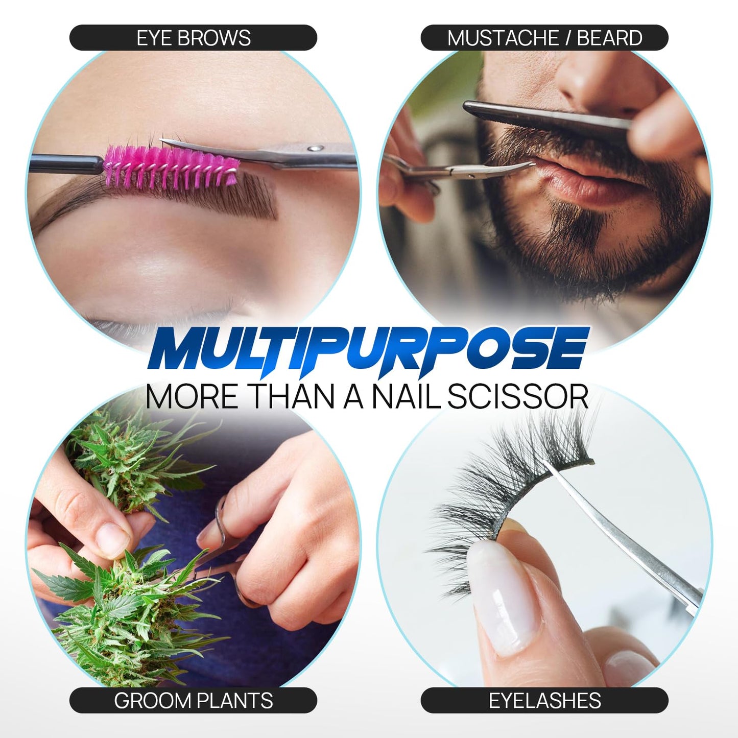 Heavy duty curved grooming scissors designed for both men and women.