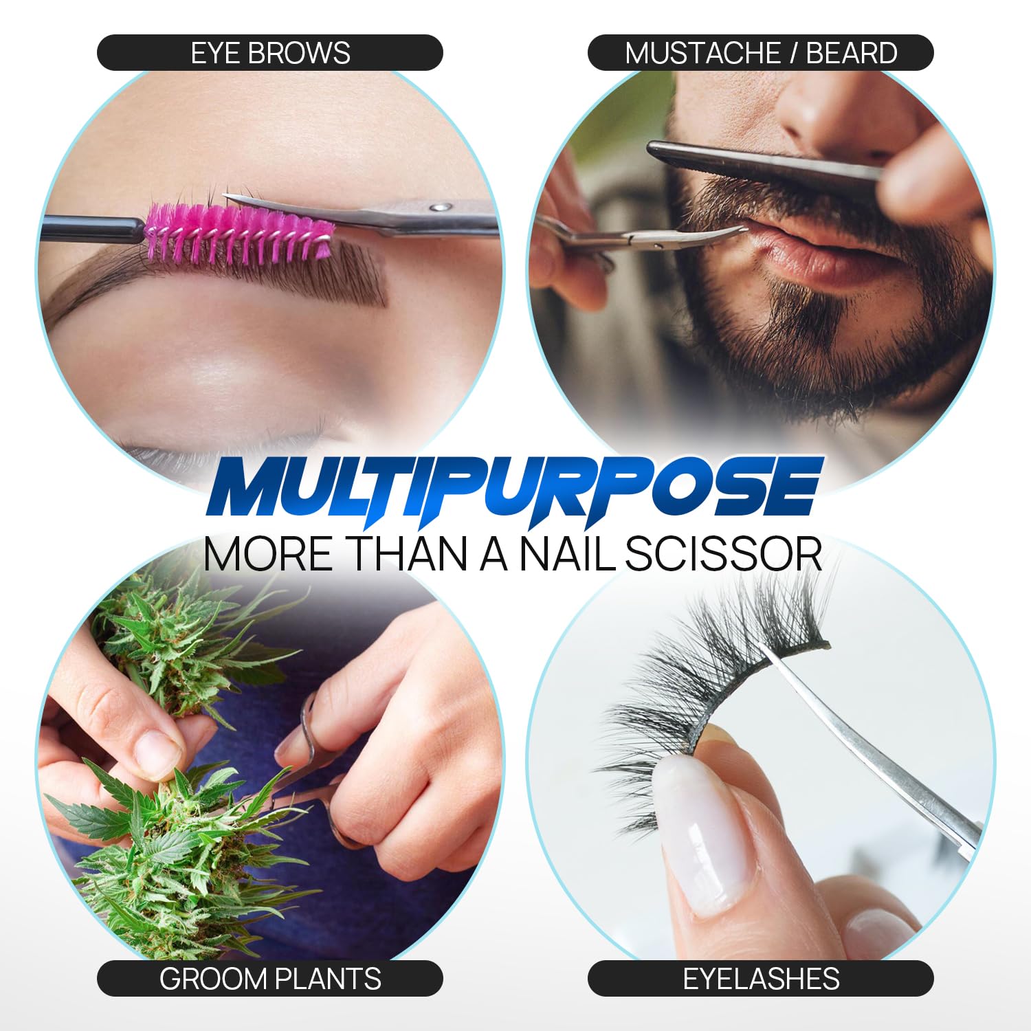 Heavy duty curved grooming scissors designed for both men and women.