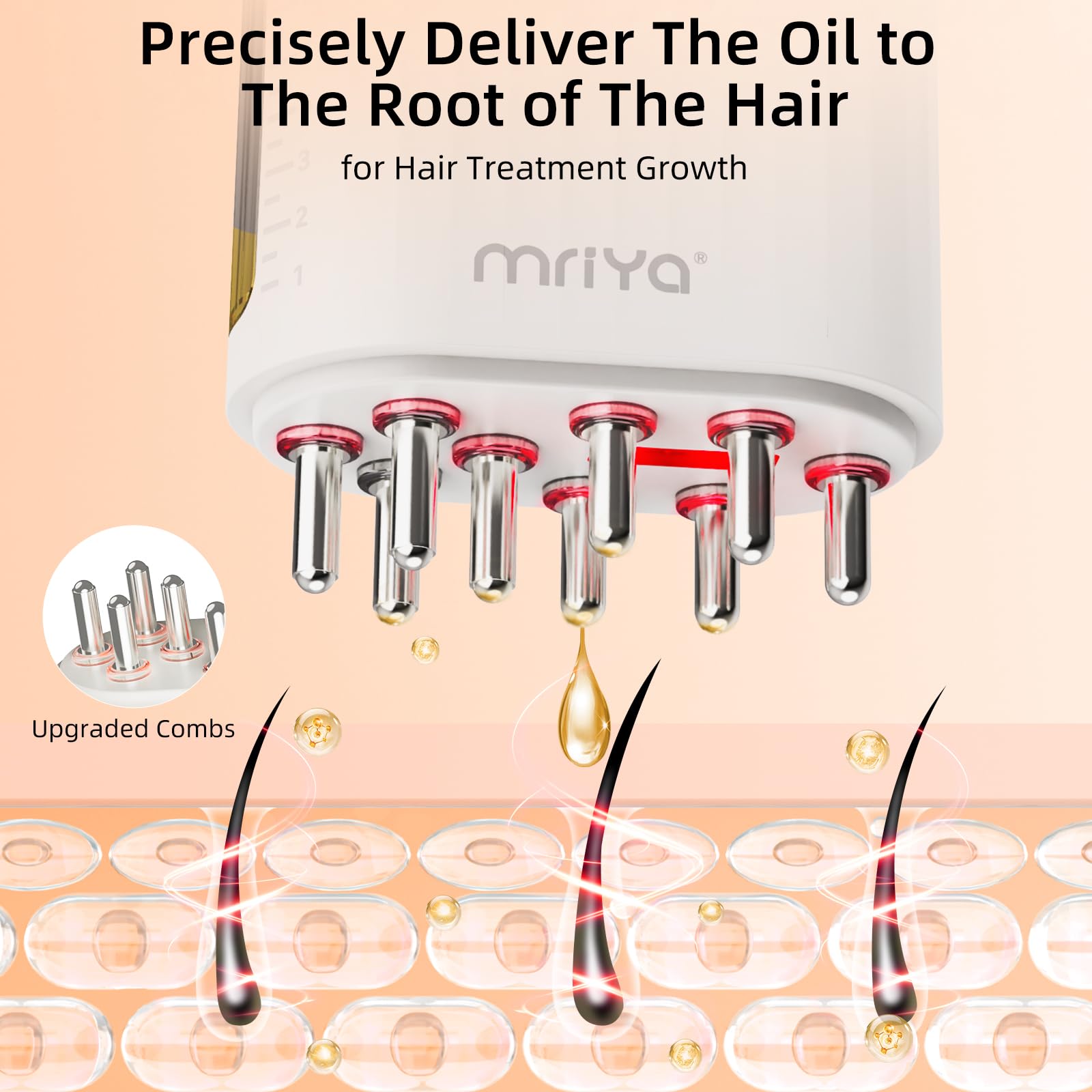 Close up of Mriya scalp applicator rolling balls and massage teeth