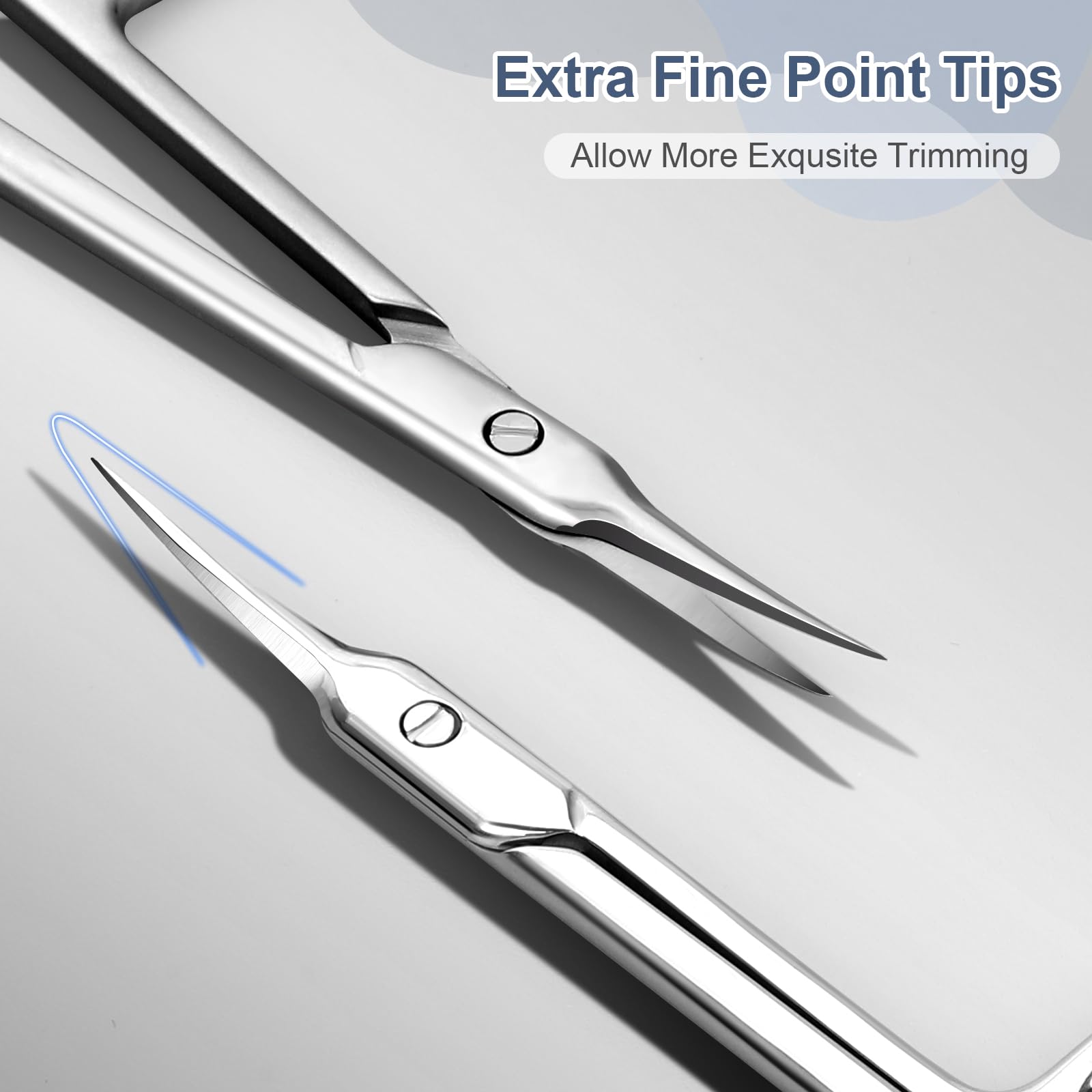 Close-up view of the ultra-sharp extra-fine pointed tips on the ESVIENS professional grooming tool.