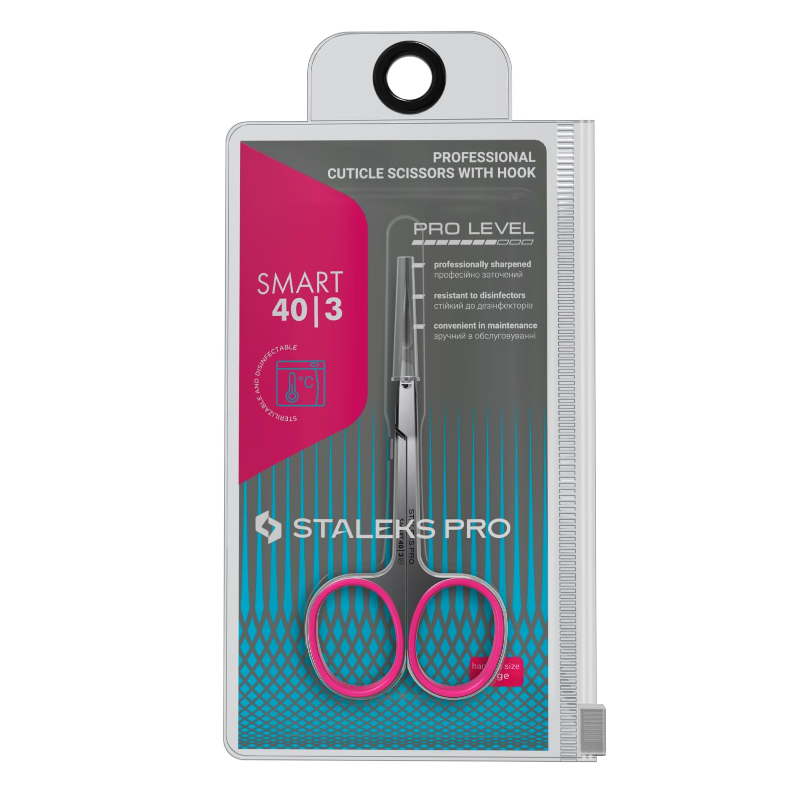 Staleks Pro professional cuticle scissors extra fine curved blades closeup