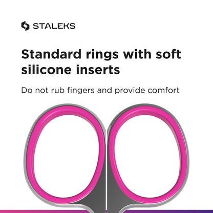 Staleks Pro Smart series pink ring cuticle scissors ergonomic side perspective