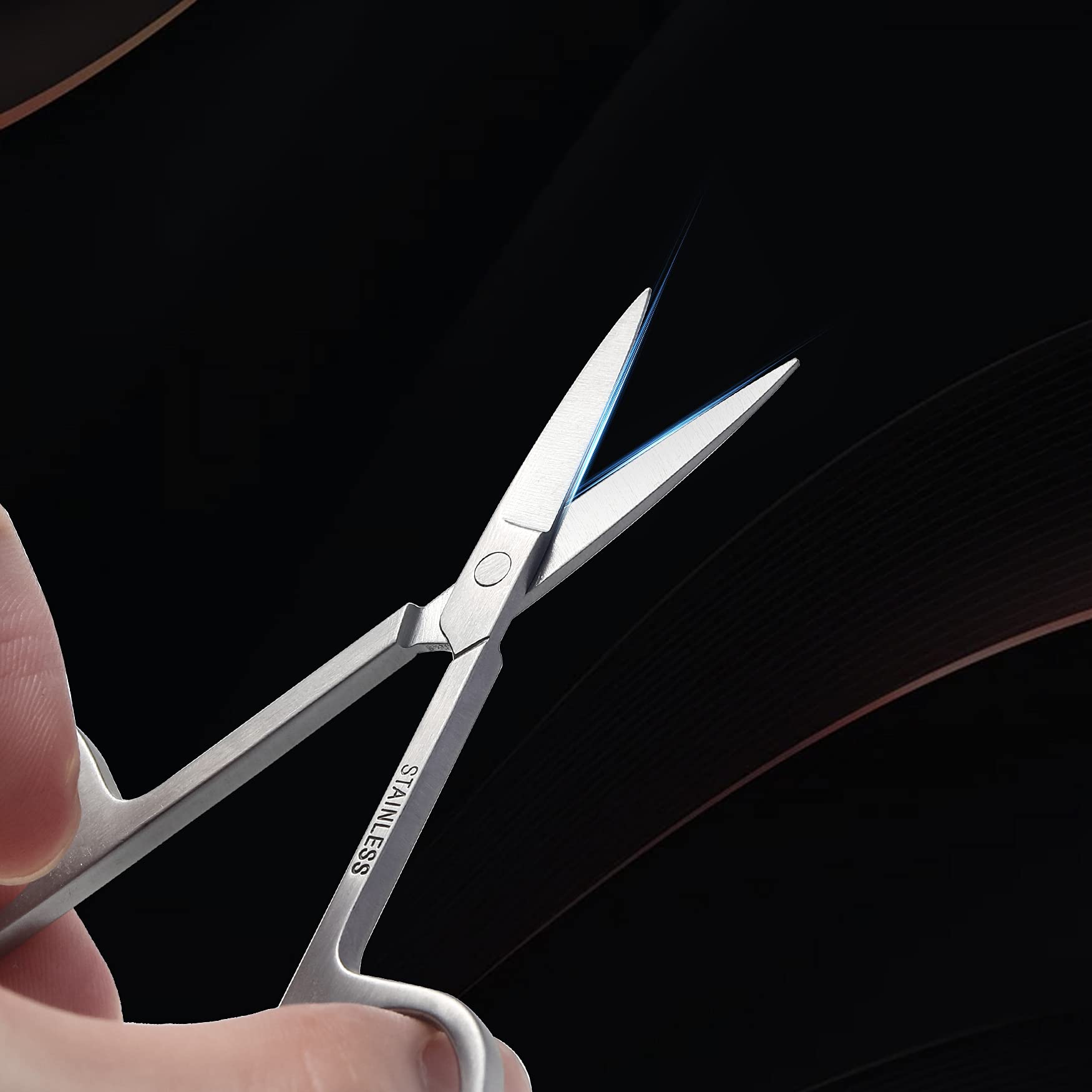 BEZOX rust resistant beauty scissors being used for precise eyebrow and eyelash trimming