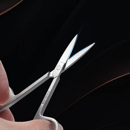 BEZOX rust resistant beauty scissors being used for precise eyebrow and eyelash trimming