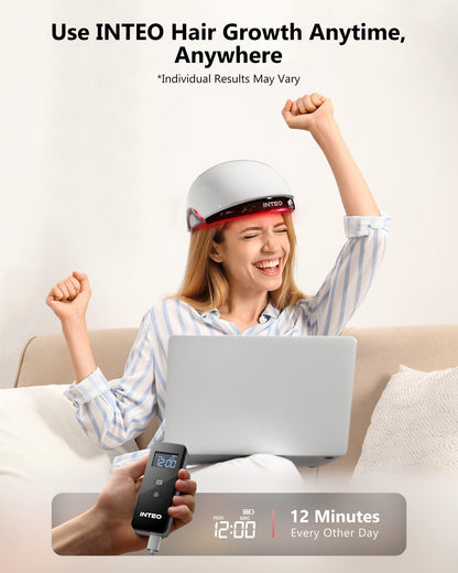 Inteo hair regrowth system components and rechargeable battery