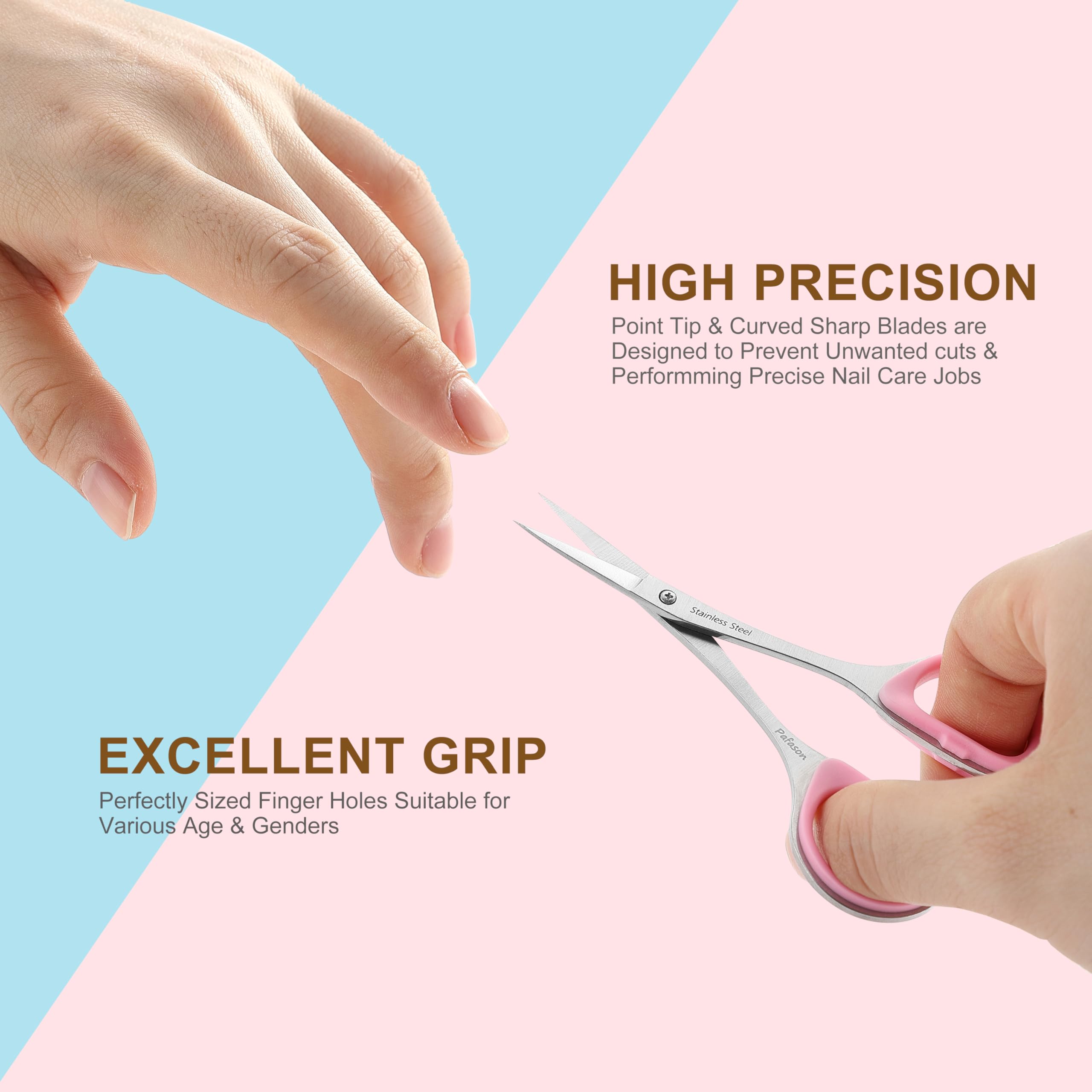 Two piece multipurpose pedicure beauty tool set laid out flat showing the straight and curved blade shapes.