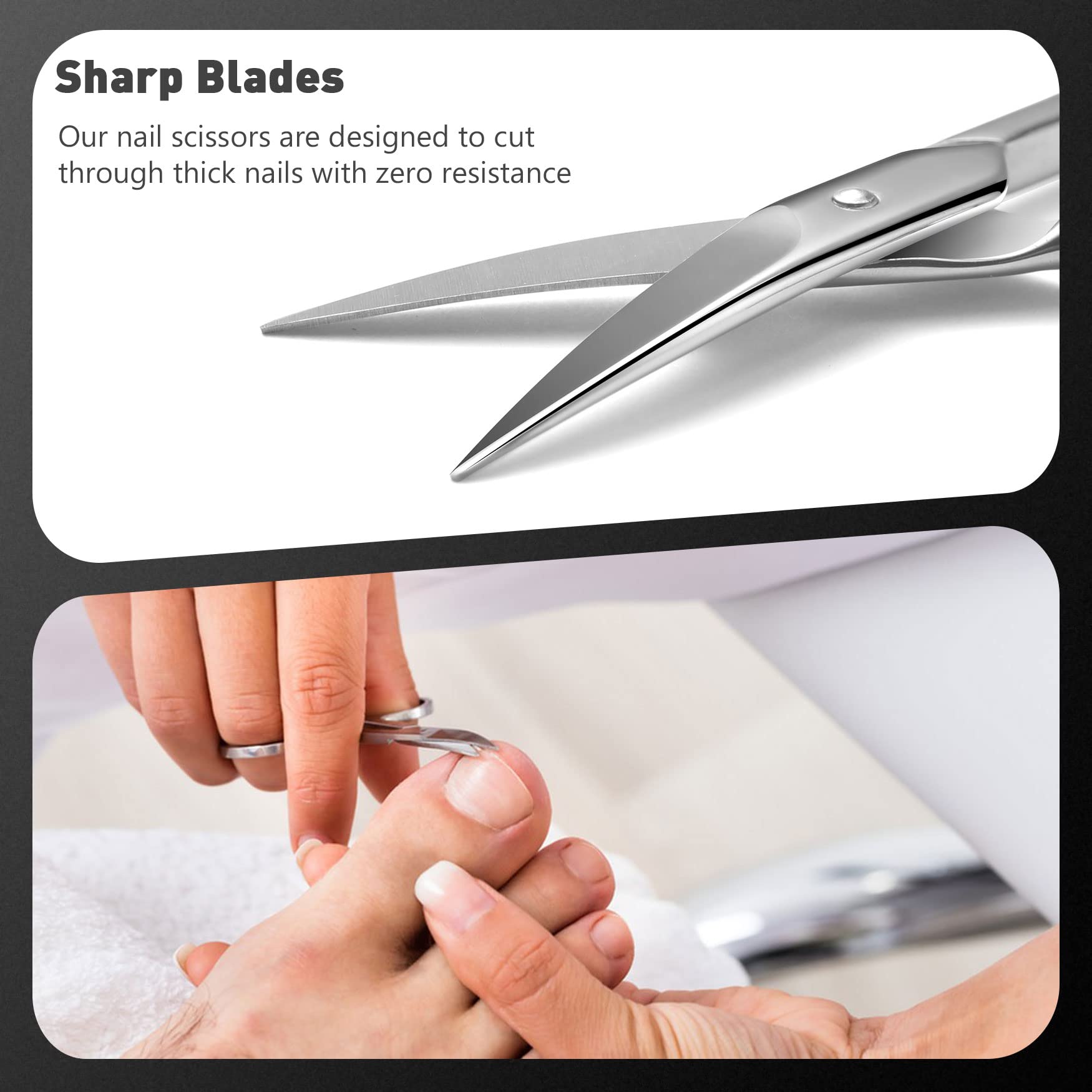 Ergonomic comfort-grip handle of the BEZOX beauty scissors for precise nail maintenance.