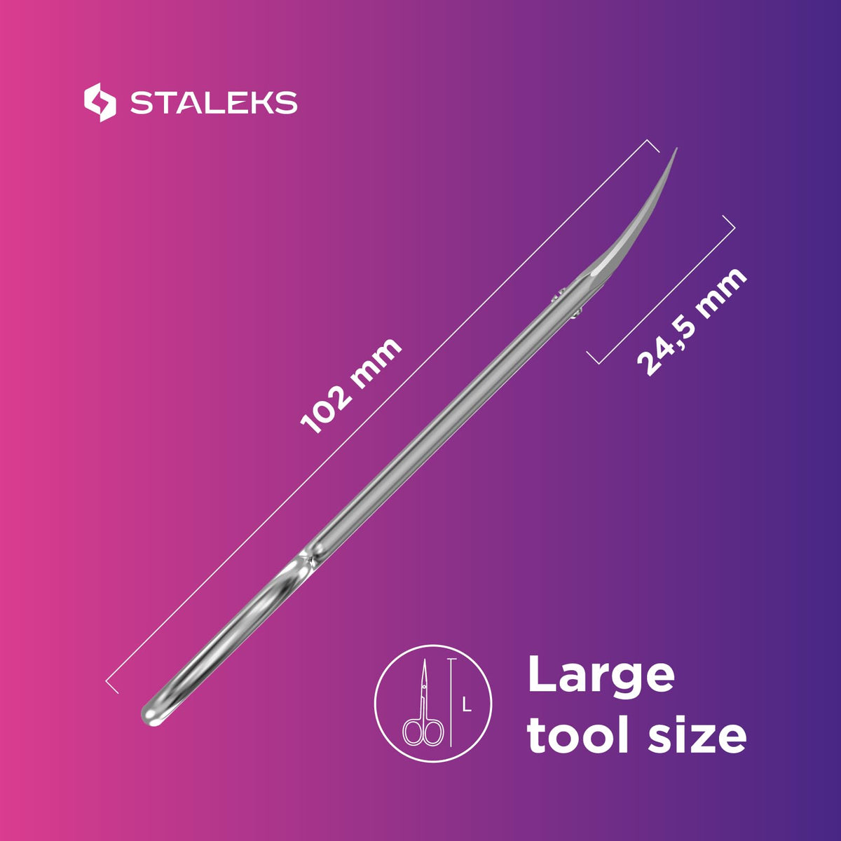 Authentic STALEKS Pro professional grooming scissors showcasing the polished metallic silver finish.