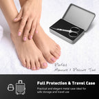 BEZOX professional nail scissors displayed next to the included black travel carrying case.