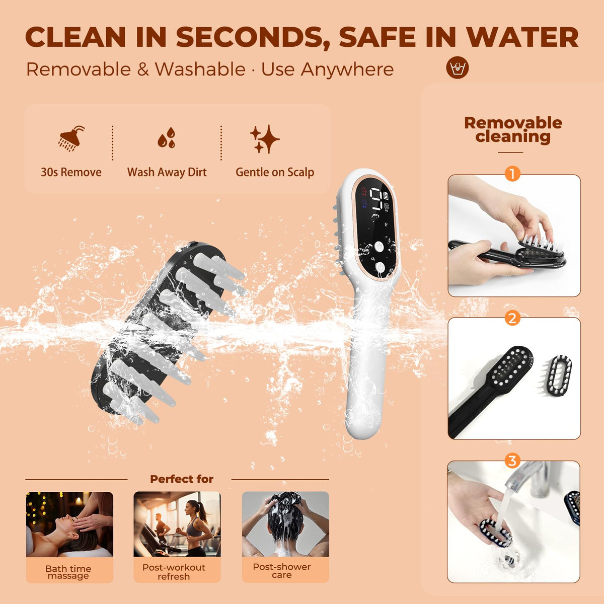 Protouch hair therapy comb angled view with massage bristles