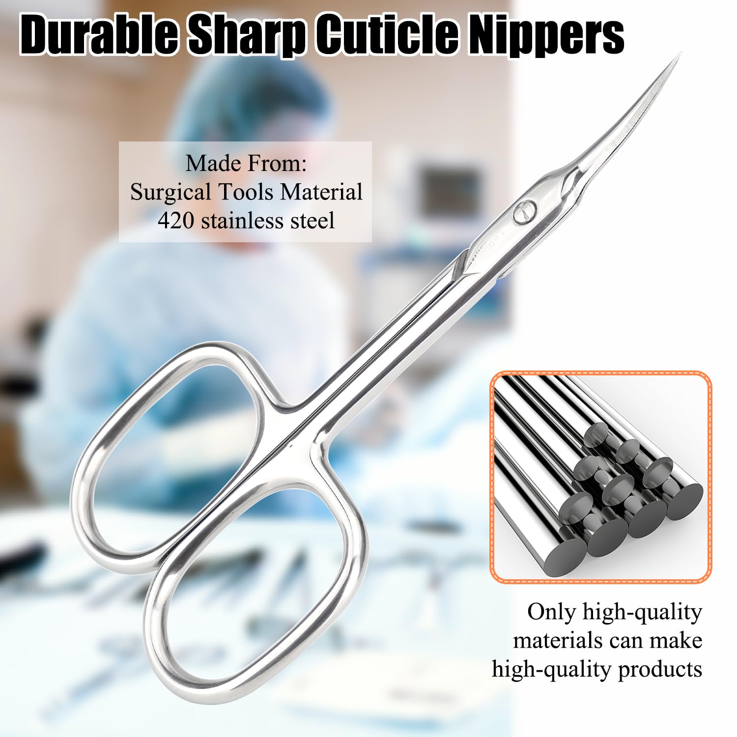 Close-up view of LePinko extra fine curved blades highlighting the precise pointed tip.