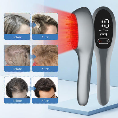 Jitesy hair growth treatment brush being used on the scalp to demonstrate the dual vibration massage feature.