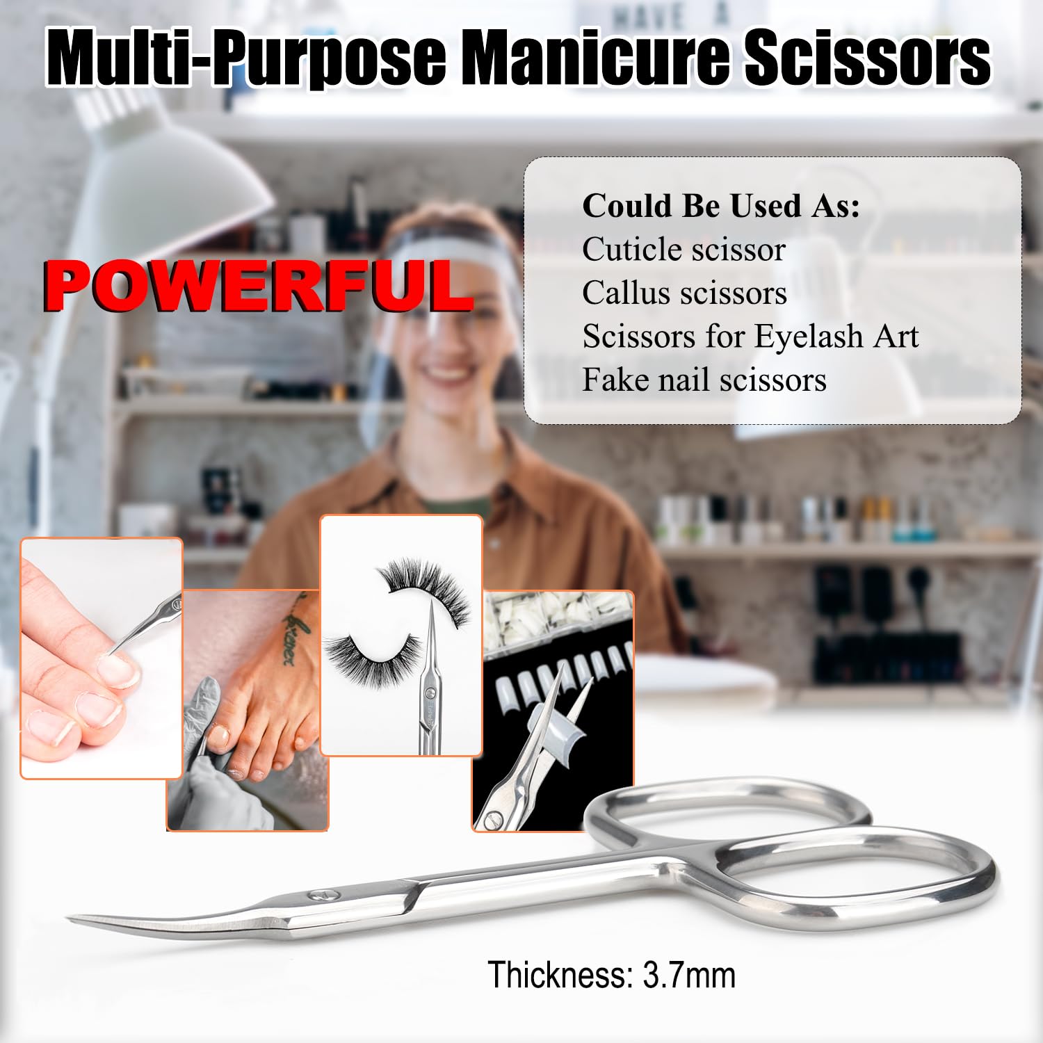 LePinko grooming tool being used for precise cuticle removal and detailed nail preparation.
