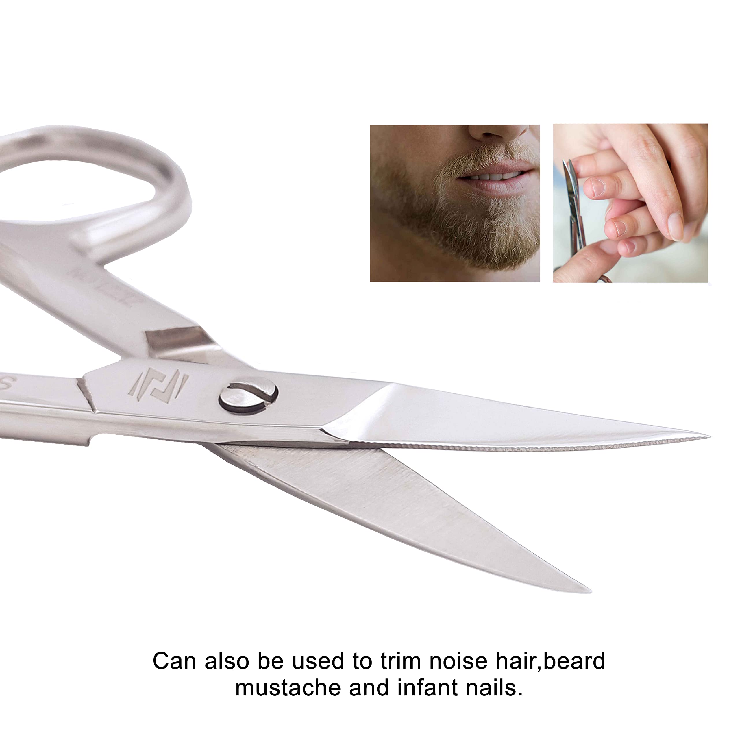 Compact ZIZZLON multipurpose beauty scissors with a polished silver mirror finish
