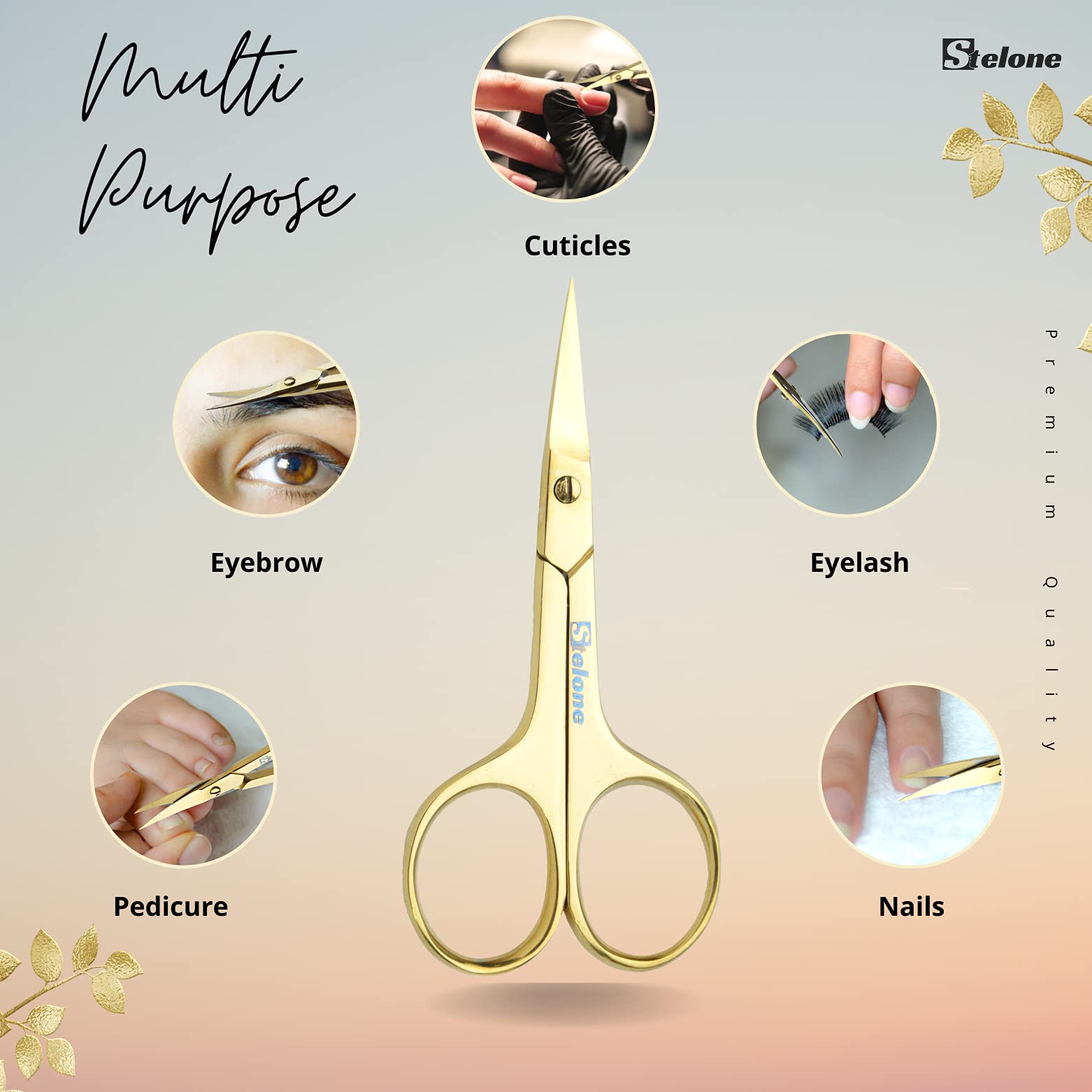 Stelone luxury gold grooming tool showing the perfect alignment of the extra sharp micro blades.