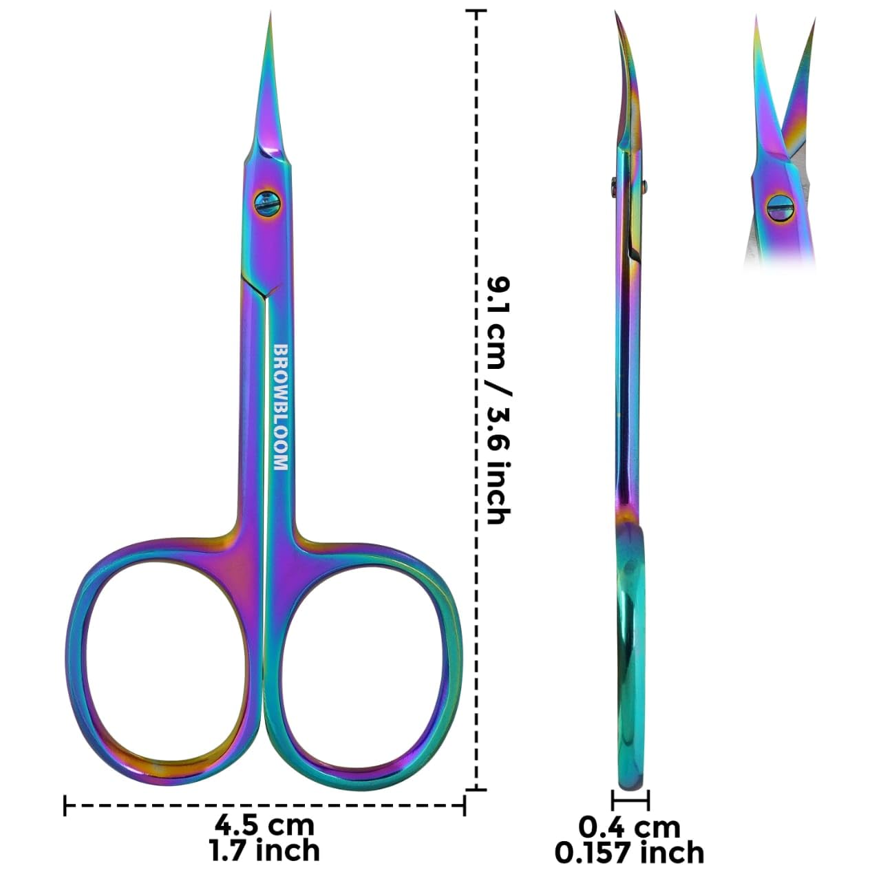 BROWBLOOM multi purpose beauty scissors alongside the black storage case