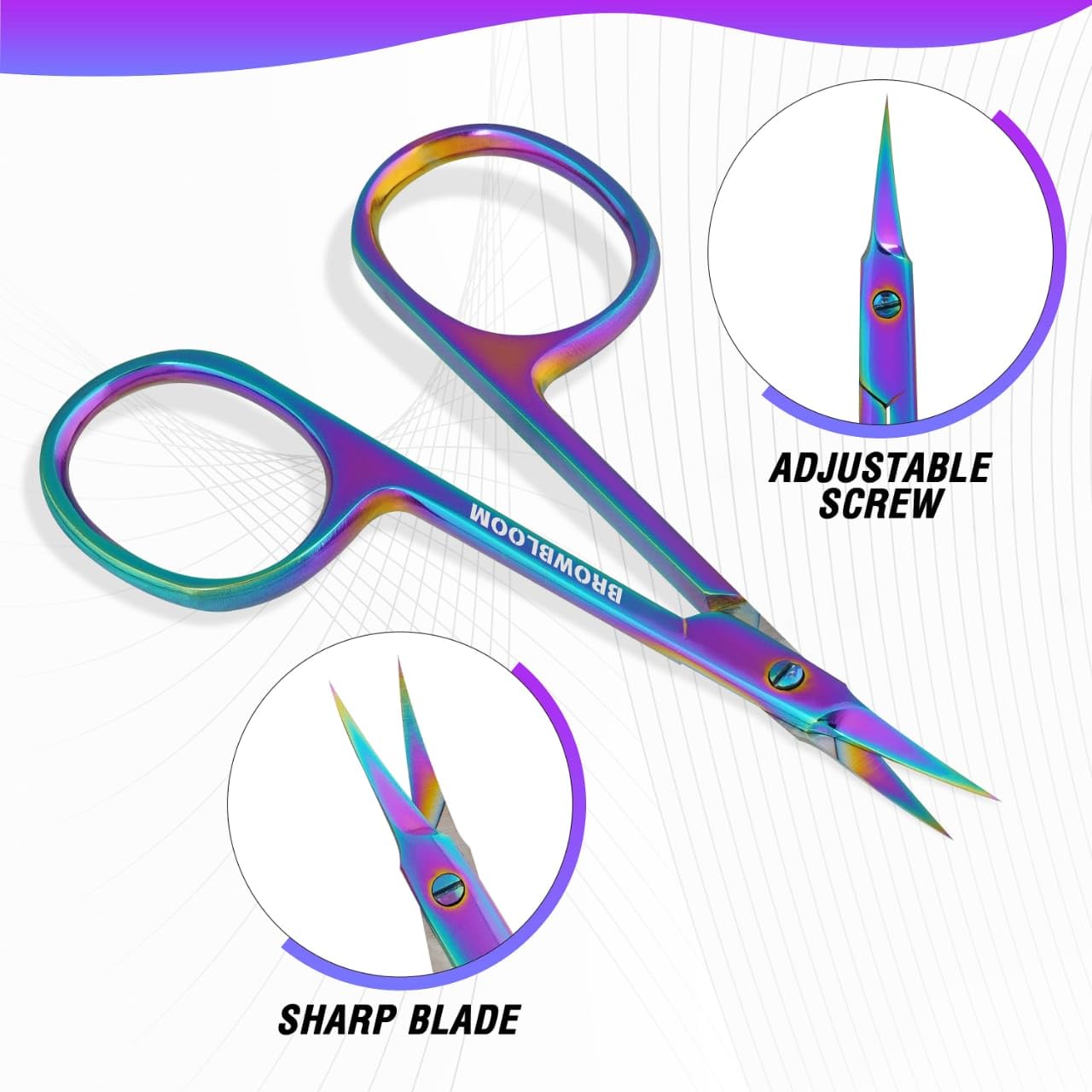 BROWBLOOM premium stainless steel nail care scissors inside protective pouch