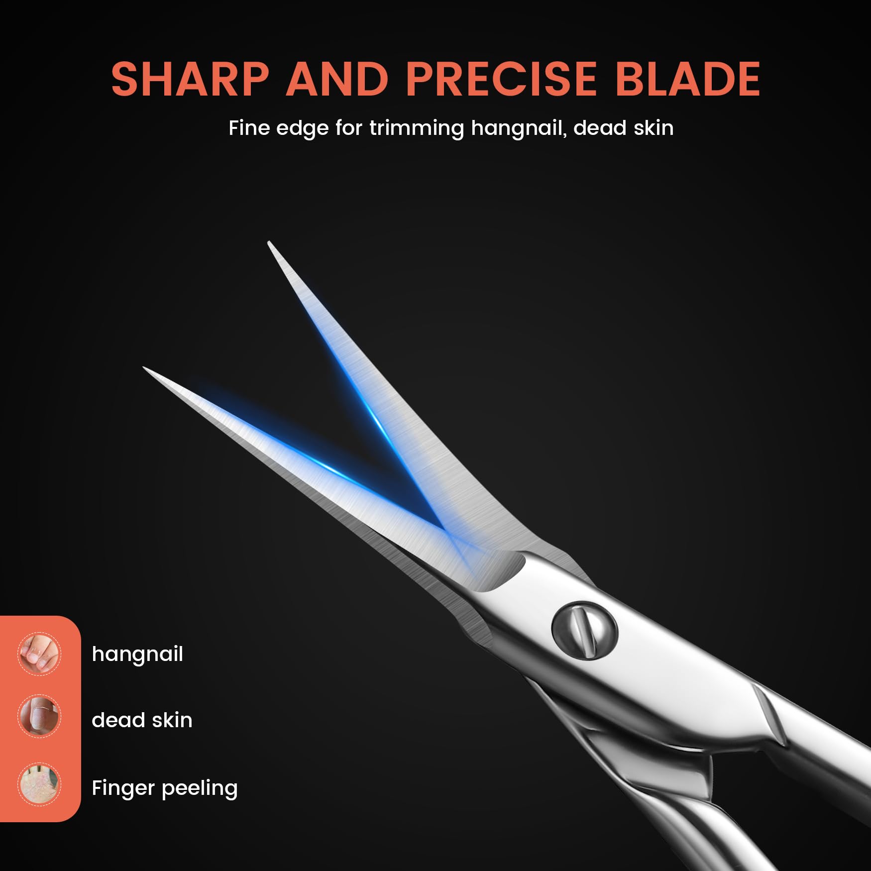 Side view of the silver BEZOX Russian style manicure scissors highlighting the premium metal finish
