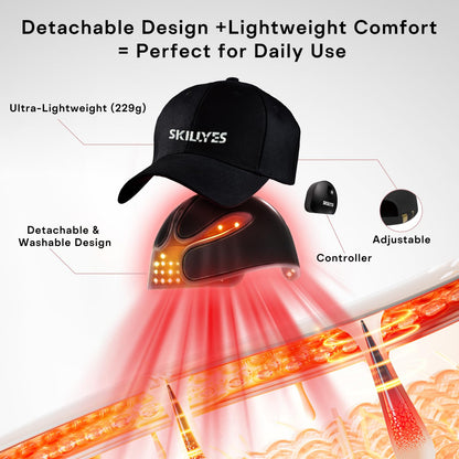 Top view of red light therapy device for scalp