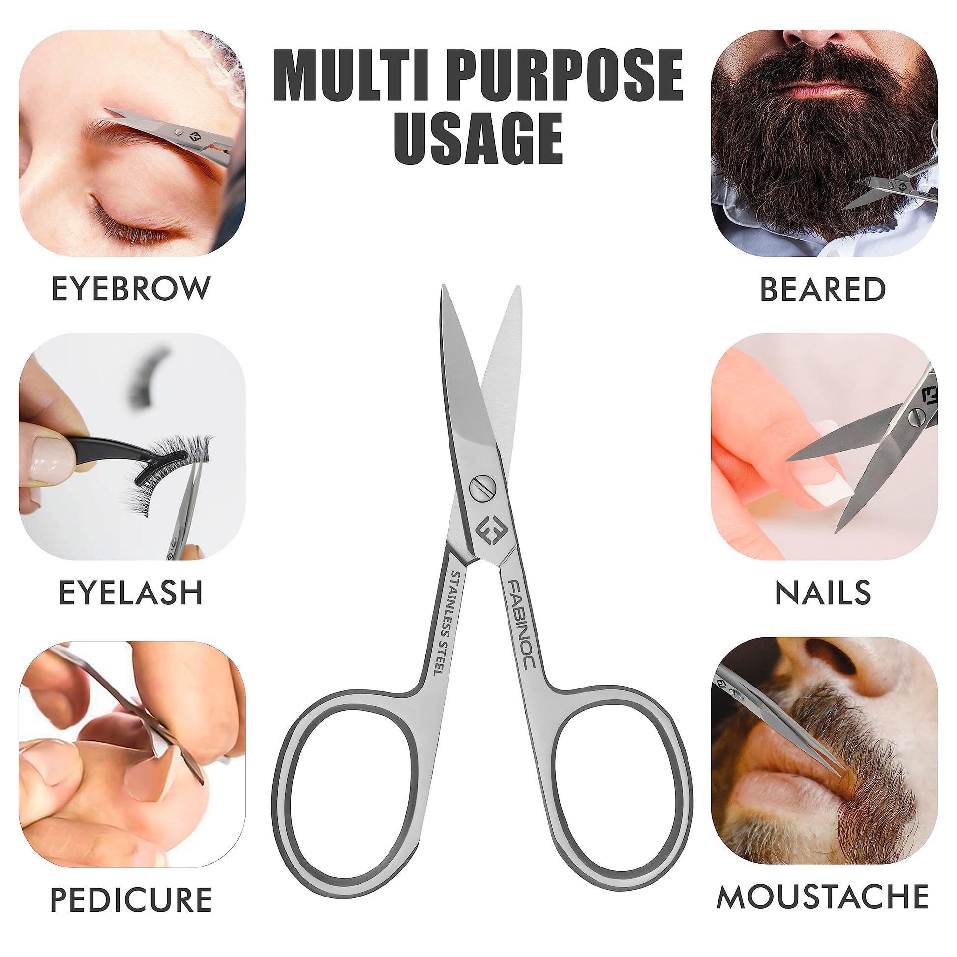 FABINOC small grooming shears stored inside the finely stitched synthetic leather pouch