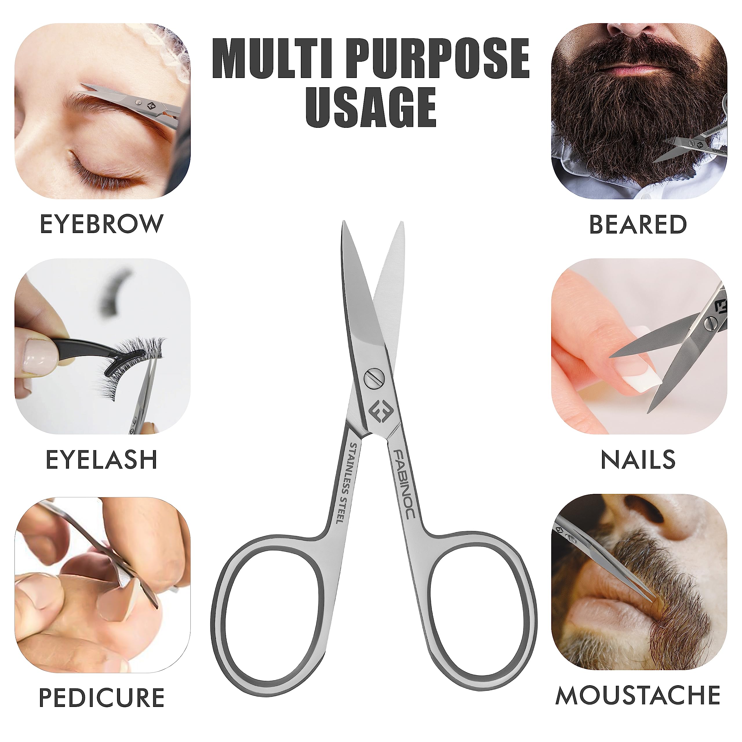 FABINOC small grooming shears stored inside the finely stitched synthetic leather pouch